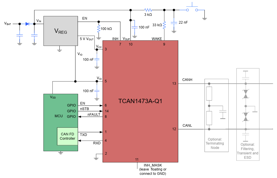 Schematic - Texas Instruments TCAN1473A-Q1 Automotive CAN Interface IC